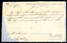 Confederate States of America special order for Major Thomas Sparrow, June 7, 1864